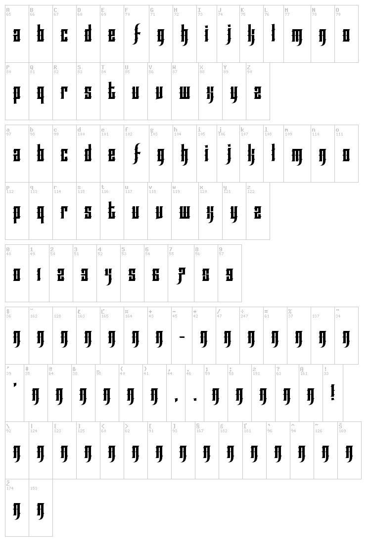 Effortless Tattoo font map